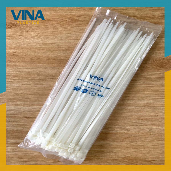 Dây rút nhựa trắng 8X300 - Dây Rút Nhựa VINA PLASTIC - Công Ty Cổ Phần Sản Xuất Thương Mại Nhựa Việt Nam