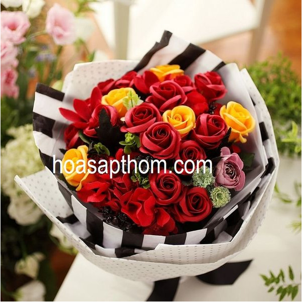 Hoa hồng sáp thơm cao cấp 20 bông màu đỏ - Phụ Kiện Ngành Hoa Hà Mi - Công Ty TNHH Thương Mại Dịch Vụ Hà Mi