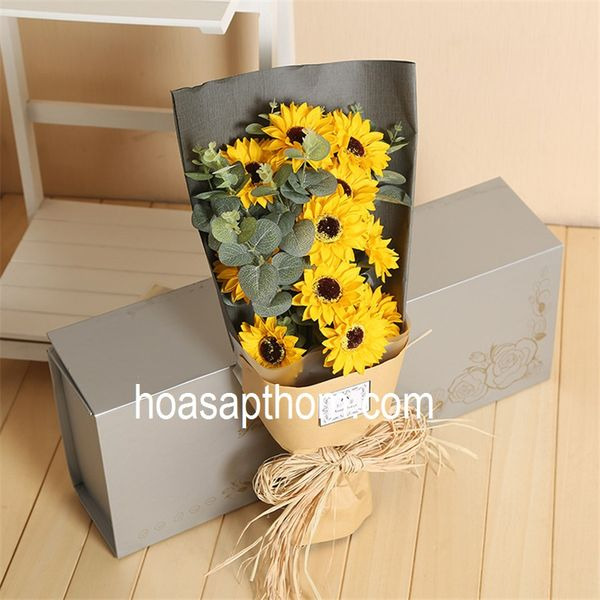 Hộp hướng dương sáp thơm 11 bông cao cấp - Phụ Kiện Ngành Hoa Hà Mi - Công Ty TNHH Thương Mại Dịch Vụ Hà Mi