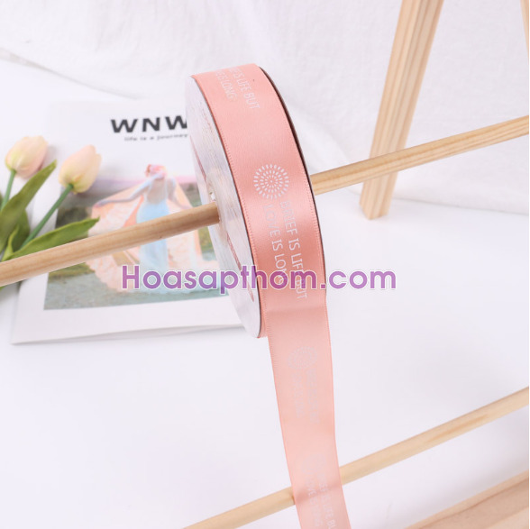 Ruy băng in chữ Brief Is Life 2.5cm - Phụ Kiện Ngành Hoa Hà Mi - Công Ty TNHH Thương Mại Dịch Vụ Hà Mi