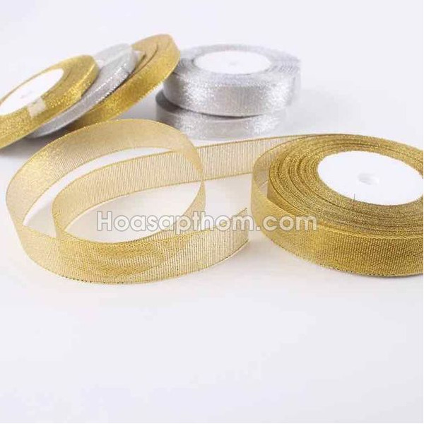 Ruy băng voan kim tuyến - Phụ Kiện Ngành Hoa Hà Mi - Công Ty TNHH Thương Mại Dịch Vụ Hà Mi