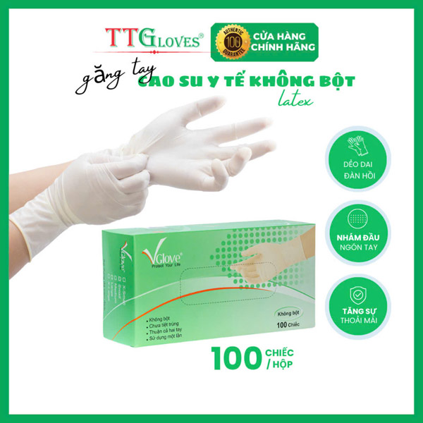 Găng tay y tế latex không bột VGlove - TTGloves - Công Ty TNHH Sản Xuất Thương Mại Toàn Tâm Gloves