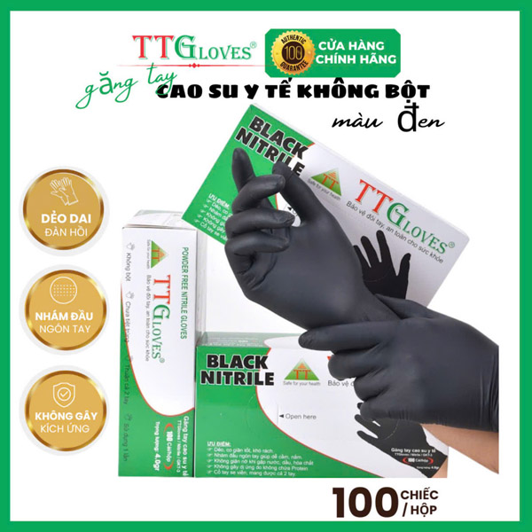 Găng tay y tế nitrile TTGloves đen 4.0gr - TTGloves - Công Ty TNHH Sản Xuất Thương Mại Toàn Tâm Gloves