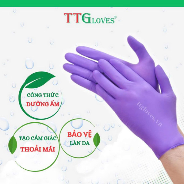 Găng tay y tế nitrile TTGloves tím 4.5gr - TTGloves - Công Ty TNHH Sản Xuất Thương Mại Toàn Tâm Gloves