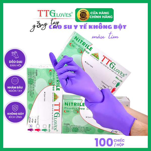 Găng tay y tế nitrile TTGloves tím 4.5gr - TTGloves - Công Ty TNHH Sản Xuất Thương Mại Toàn Tâm Gloves