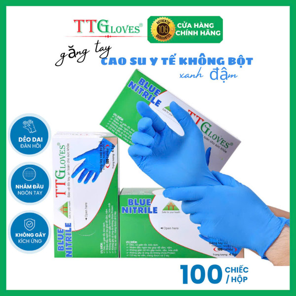 Găng tay y tế nitrile TTGloves xanh đậm 4.5gr