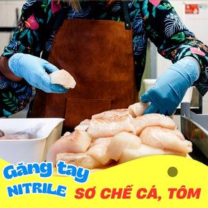 Găng tay nitrile xanh sơ chế cá tôm thủy sản TTGloves