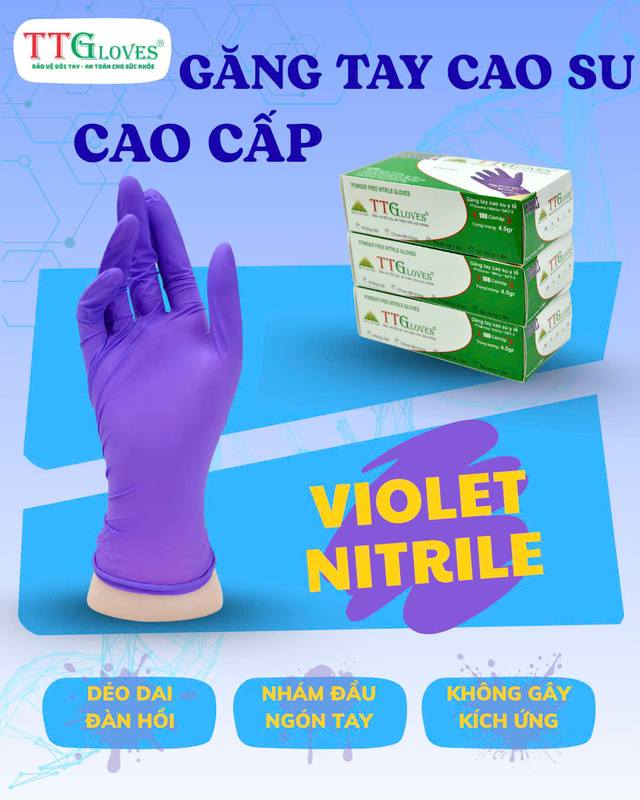 Găng Tay Nitrile TTG Cao Cấp Màu Tím
