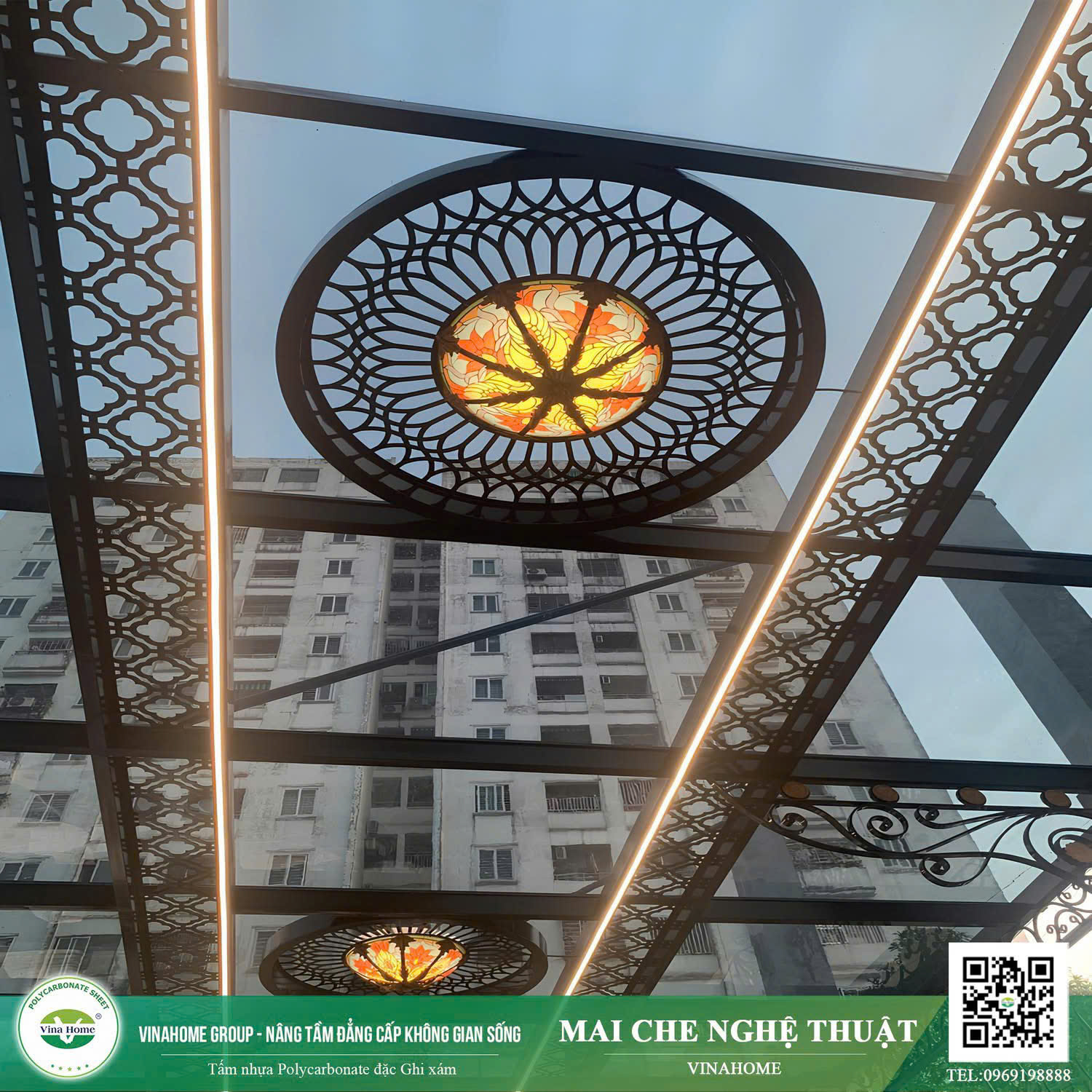 Mái che nghệ thuật ghi xám