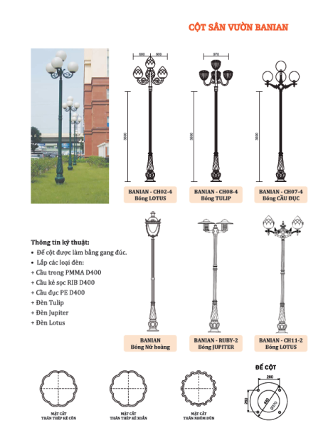 Cột đèn sân vườn Banian
