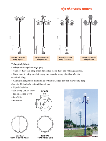 Cột đèn sân vườn Nouvo