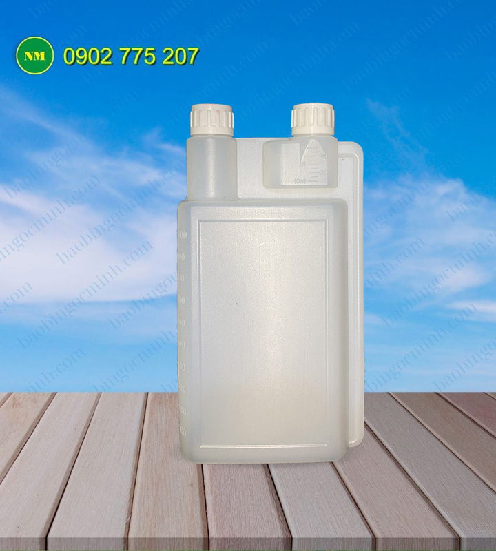 Chai nhựa 1L đựng nhớt 2 nắp