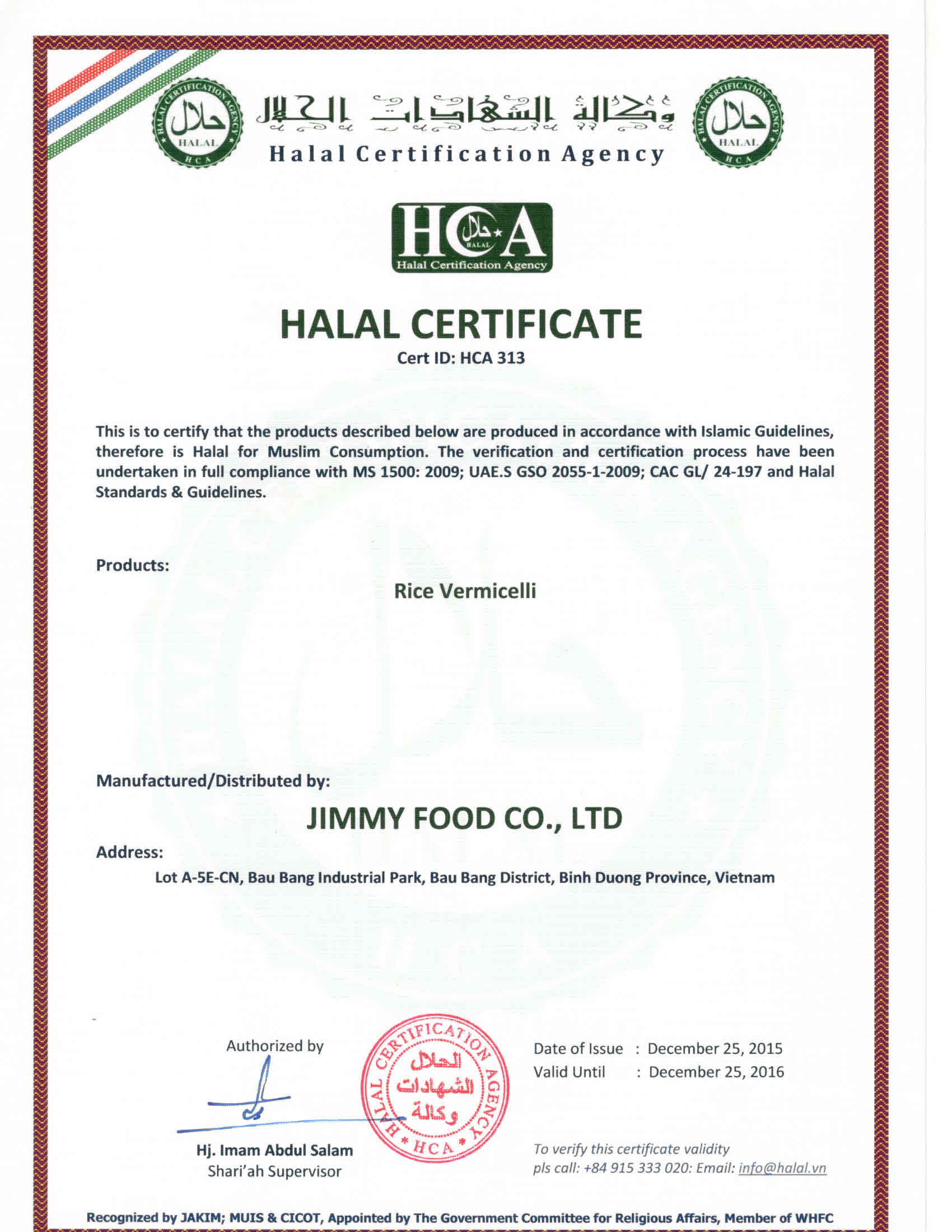 HALAL - Công Ty TNHH Jimmy Food