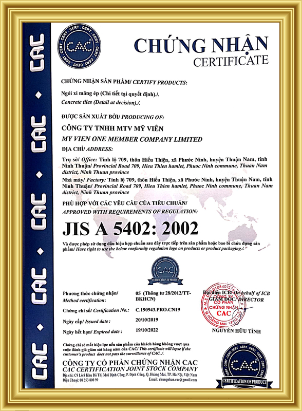 Chứng nhận JIS A 5402:2002