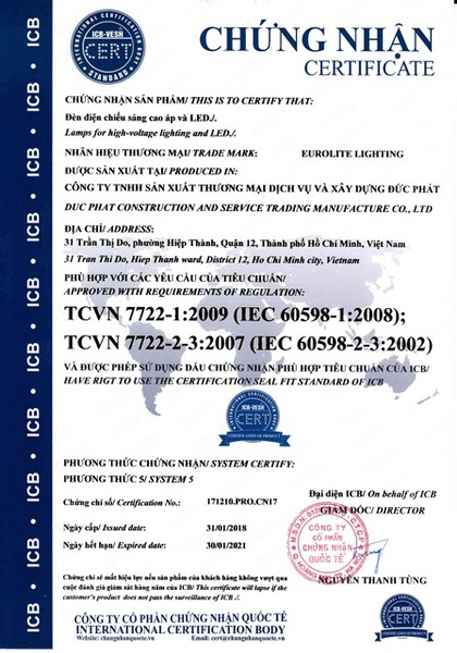 TCVN 7722-1:2009 và TCVN7722-2-3:2007 - Thiết Bị Chiếu Sáng Đức Phát - Công Ty TNHH Sản Xuất Thương Mại Dịch Vụ Và Xây Dựng Đức Phát