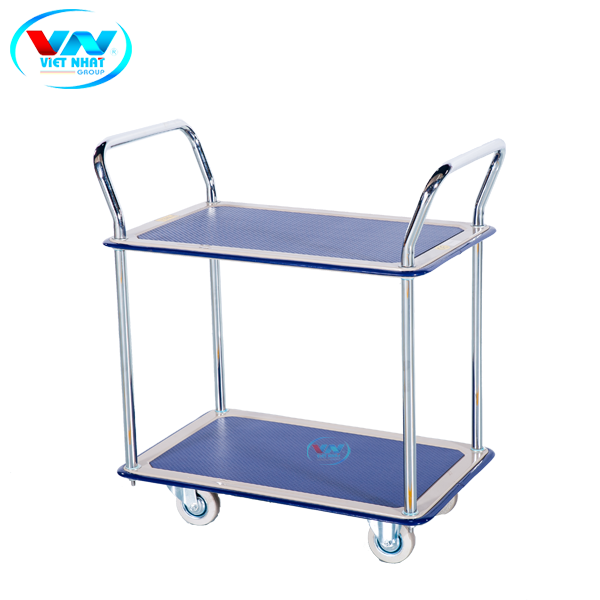 Xe đẩy mặt bàn nhựa 2 tầng