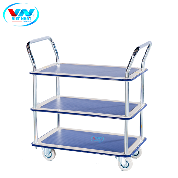 Xe đẩy mặt bàn thép 3 tầng