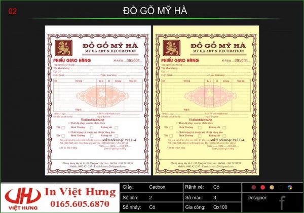 In giấy biên nhận - Công Ty TNHH Công Nghiệp Và Xây Dựng Số 1 Việt Hưng