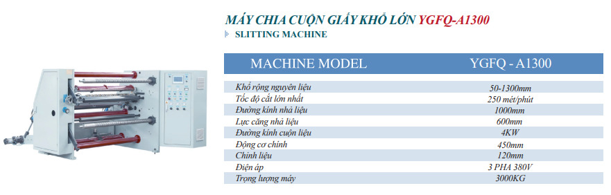 Máy chia cuộn giấy khổ lớn YGFQ-A1300 - Công Ty TNHH Việt Thành Việt Nam (YUESHUN GROUP) - Label Printing Solution