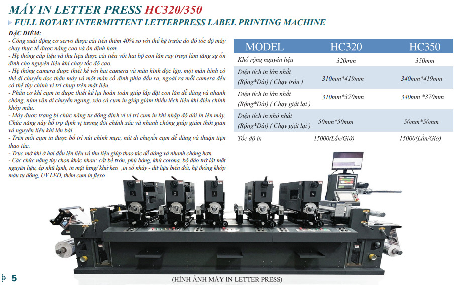 Máy in Letter Press HC320 - 350 - Công Ty TNHH Việt Thành Việt Nam (YUESHUN GROUP) - Label Printing Solution