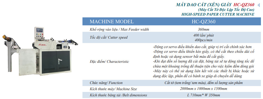 Máy dao cắt (xén) giấy HC-QZ360 - Công Ty TNHH Việt Thành Việt Nam (YUESHUN GROUP) - Label Printing Solution