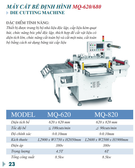 Máy cắt bế định hình MQ-620/680 - Công Ty TNHH Việt Thành Việt Nam (YUESHUN GROUP) - Label Printing Solution