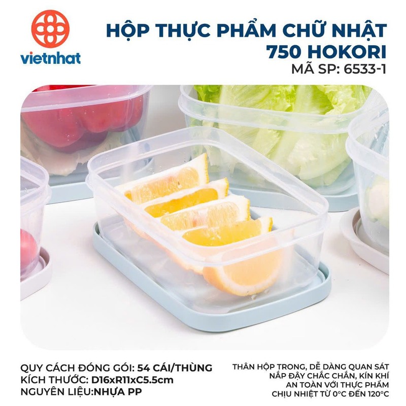 Hộp thực phẩm chữ nhật 750 Hokori 6533-1