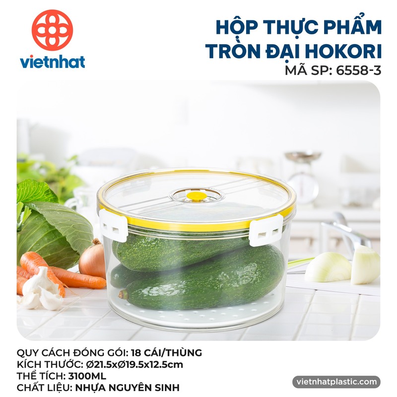 Hộp thực phẩm tròn bộ 3 Hokori 6558