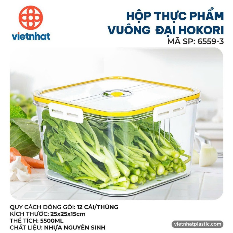 Hộp thực phẩm vuông đại Hokori 6559-3