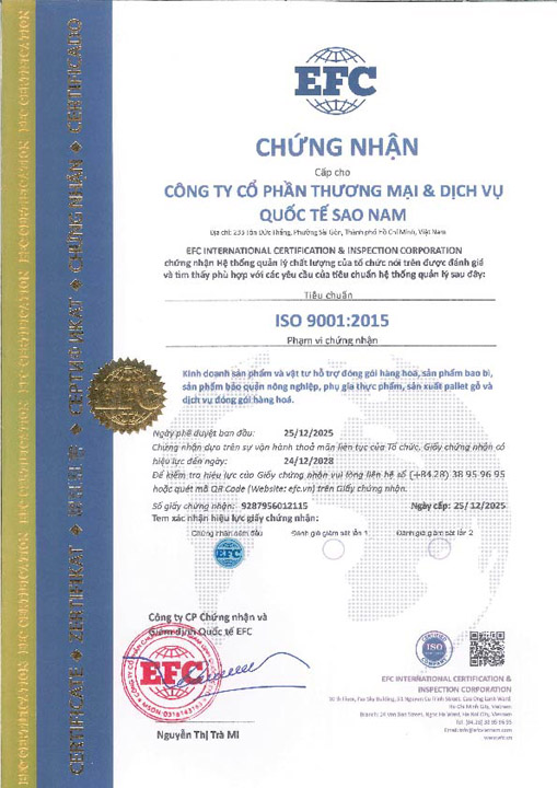 Chứng chỉ ISO 9001:2015