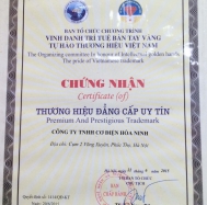 Chứng chỉ, chứng nhận - Thiết Bị Chăn Nuôi Hòa Ninh - Công Ty TNHH Cơ Điện Hòa Ninh
