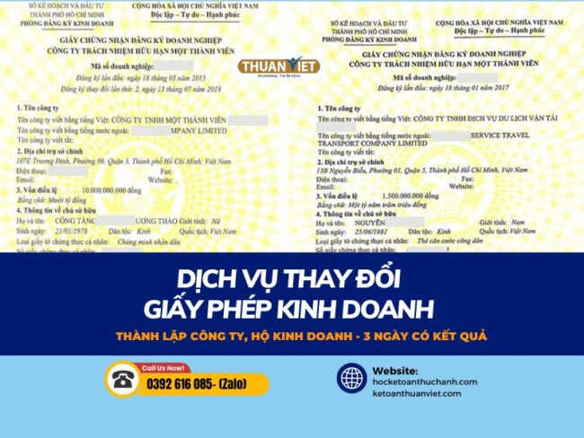 Dịch vụ thay đổi giấy phép kinh doanh