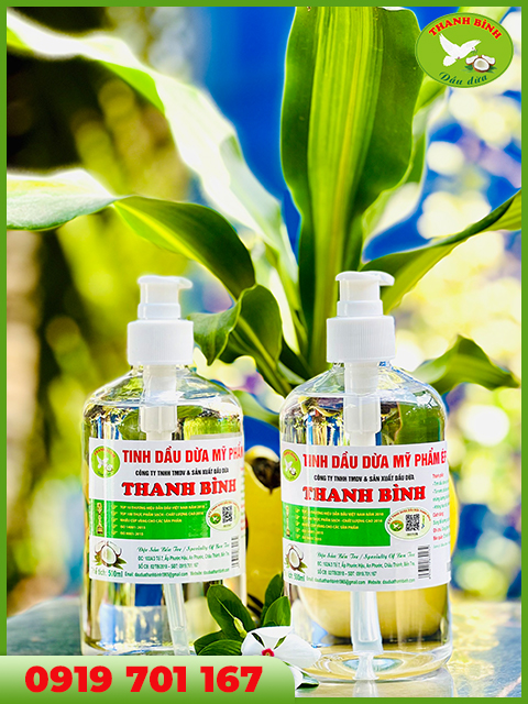 Tinh dầu dừa ép lạnh - Dầu Dừa Thanh Bình - Công Ty TNHH Thương Mại Dịch Vụ Và Sản Xuất Dầu Dừa Thanh Bình