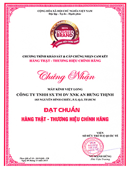 Chứng chỉ, chứng nhận - Cửa Hàng Mắt Kính Việt Long