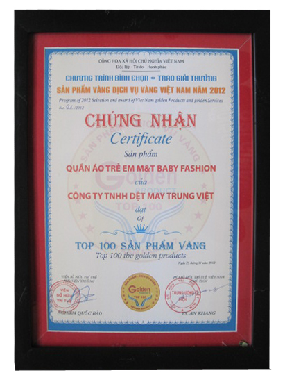 Top 100 sản phẩm Vàng - Dịch vụ vàng Việt Nam - Đồng Phục Trung Việt - Công Ty TNHH Dệt May Trung Việt