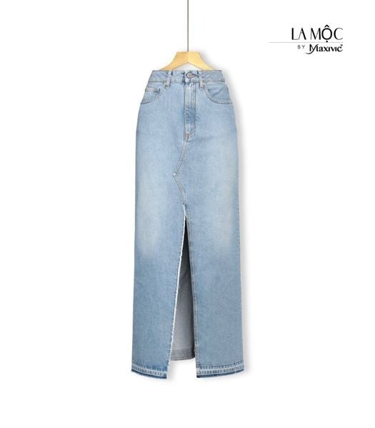 Chân váy jeans xanh nhạt xẻ trước La Mộc - Thời Trang Maxivic - Công Ty TNHH May Mặc & Xuất Khẩu Thời Trang Maxivic