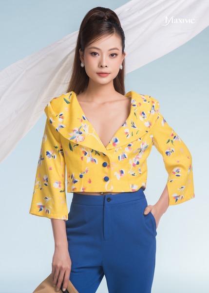 Áo croptop linen vàng hoa - Thời Trang Maxivic - Công Ty TNHH May Mặc & Xuất Khẩu Thời Trang Maxivic