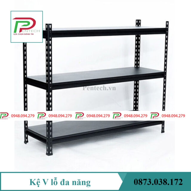 Kệ sắt V lỗ 3 tầng - Kệ Chứa Hàng Pentech - Công Ty TNHH Dịch Vụ Công Nghệ Pentech