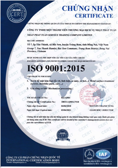 Chứng nhận ISO 9001:2015 - Xi Mạ Nhật Phát Tuấn - Công Ty TNHH Một Thành Viên Thương Mại Dịch Vụ Nhật Phát Tuấn