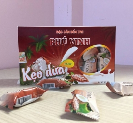 Kẹo dừa ca cao 250gram - Phú Vinh Coco - Công Ty Trách Nhiệm Hữu Hạn Một Thành Viên Trương Phú Vinh