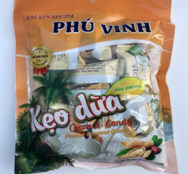 Keo dừa đậu phộng 125gram - Phú Vinh Coco - Công Ty Trách Nhiệm Hữu Hạn Một Thành Viên Trương Phú Vinh