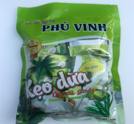 Kẹo dừa lá dứa 125gram - Phú Vinh Coco - Công Ty Trách Nhiệm Hữu Hạn Một Thành Viên Trương Phú Vinh