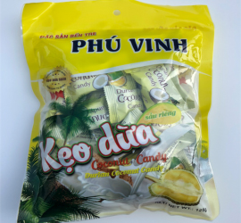 Kẹo dừa sầu riêng 125gram - Phú Vinh Coco - Công Ty Trách Nhiệm Hữu Hạn Một Thành Viên Trương Phú Vinh