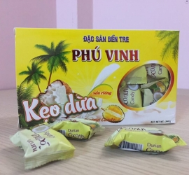 Kẹo dừa sầu riêng 250gram - Phú Vinh Coco - Công Ty Trách Nhiệm Hữu Hạn Một Thành Viên Trương Phú Vinh