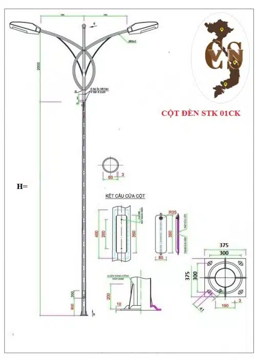 Trụ đèn cao áp  - Trụ Đèn Chiếu Sáng Việt Nam - Công Ty TNHH Sản Xuất Thương Mại Dịch Vụ Xuất Nhập Khẩu Chiếu Sáng Việt Nam