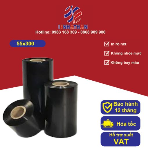 Mực in mã vạch Wax 55mmx300m - In ấn Nhật Hàn - Công Ty TNHH In Nhật Hàn