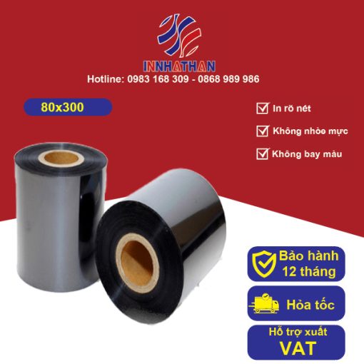 Mực in mã vạch Wax 80mmx300m - In ấn Nhật Hàn - Công Ty TNHH In Nhật Hàn