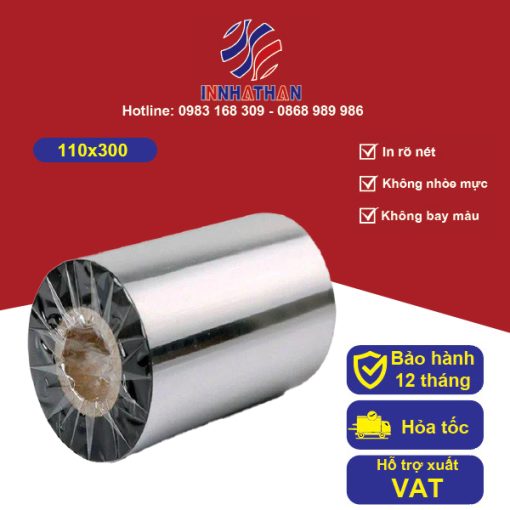 Mực in mã vạch Wax Wax Resin 110mmx300m - In ấn Nhật Hàn - Công Ty TNHH In Nhật Hàn