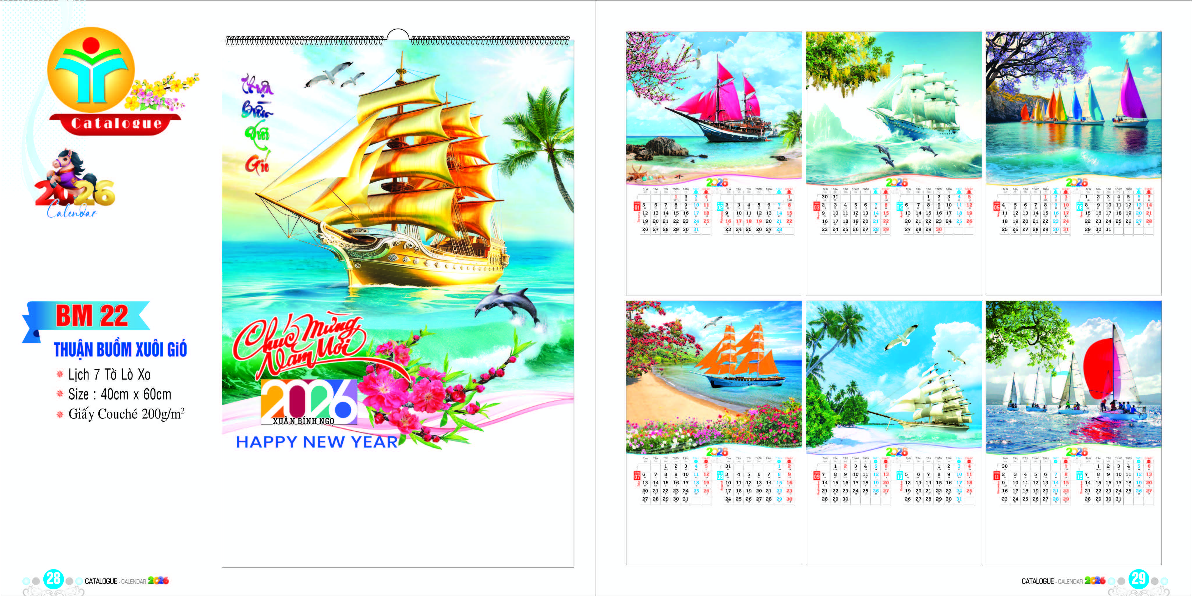 Lịch lò xo 2026 7 tờ Bình Dương - In ấn HPDC - Công Ty Trách Nhiệm Hữu Hạn HPDC