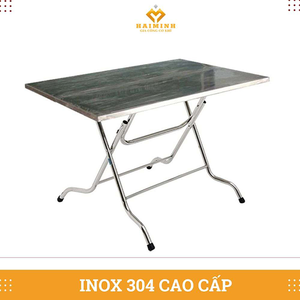 Bàn ăn inox chữ nhật xếp gọn - Gia Công Inox Hải Minh - Công Ty TNHH SX TM Xây Dựng Cơ Khí Hải Minh